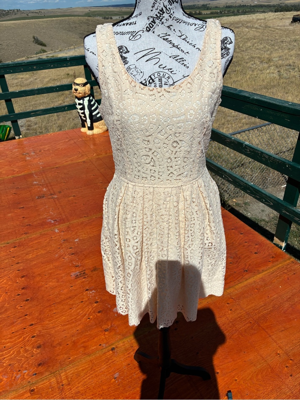 J. Crew Beautiful 👡Beige swirling Lace Fit-and-Flare Dress 4 - Picture 7 of 13
